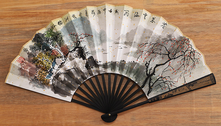 （带合影）中国美术家协会会员 王昭灿 精品折扇