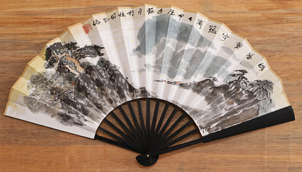 （带合影）中国美术家协会会员 王昭灿 精品折扇