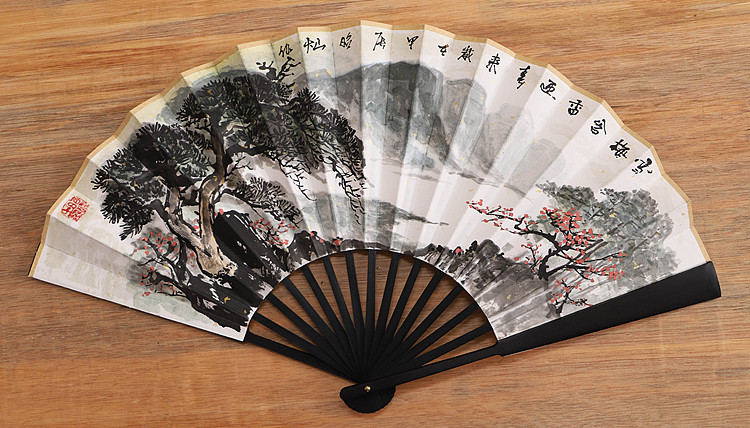 （带合影）中国美术家协会会员 王昭灿 精品折扇