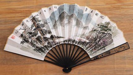 （带合影）中国美术家协会会员 王昭灿 精品折扇
