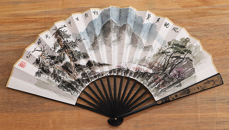 （带合影）中国美术家协会会员 王昭灿 精品折扇