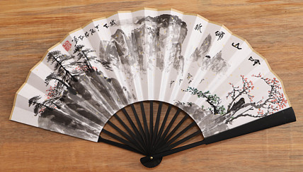 （带合影）中国美术家协会会员 王昭灿 精品折扇