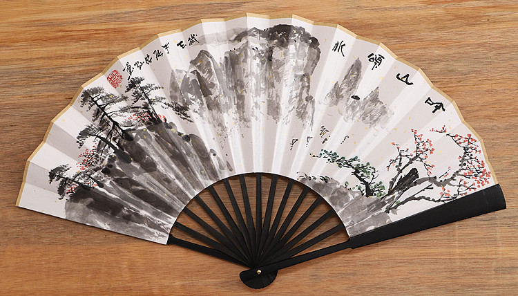 （带合影）中国美术家协会会员 王昭灿 精品折扇