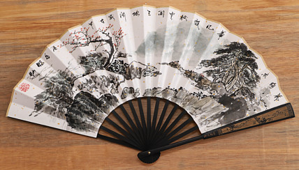 （带合影）中国美术家协会会员 王昭灿 精品折扇