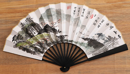 （带合影）中国美术家协会会员 王昭灿 精品折扇