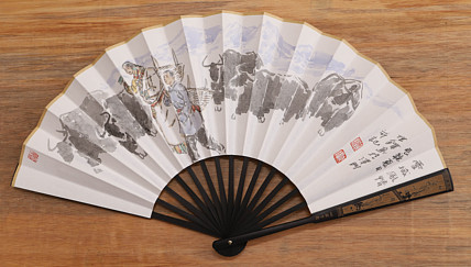 （带合影）中国美术家协会会员 沈世铎 精品折扇