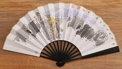 （带合影）中国美术家协会会员 沈世铎 精品折扇