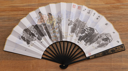 （带合影）中国美术家协会会员 沈世铎 精品折扇
