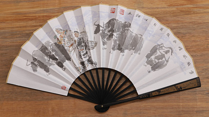 （带合影）中国美术家协会会员 沈世铎 精品折扇