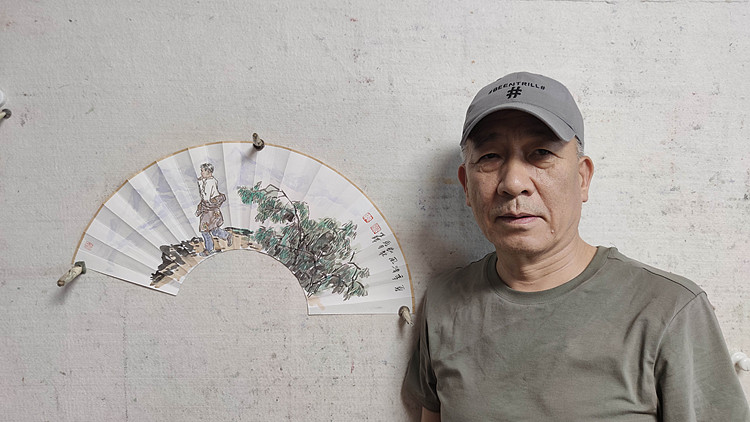 （带合影）中国美术家协会会员 沈世铎 精品折扇