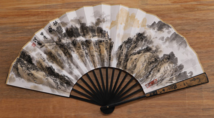 （带合影）中国美术家协会会员 赵洪霞 精品折扇