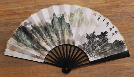 （带合影）中国美术家协会会员 赵洪霞 精品折扇