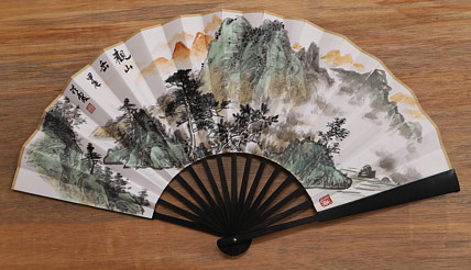 （带合影）中国美术家协会会员 赵洪霞 精品折扇