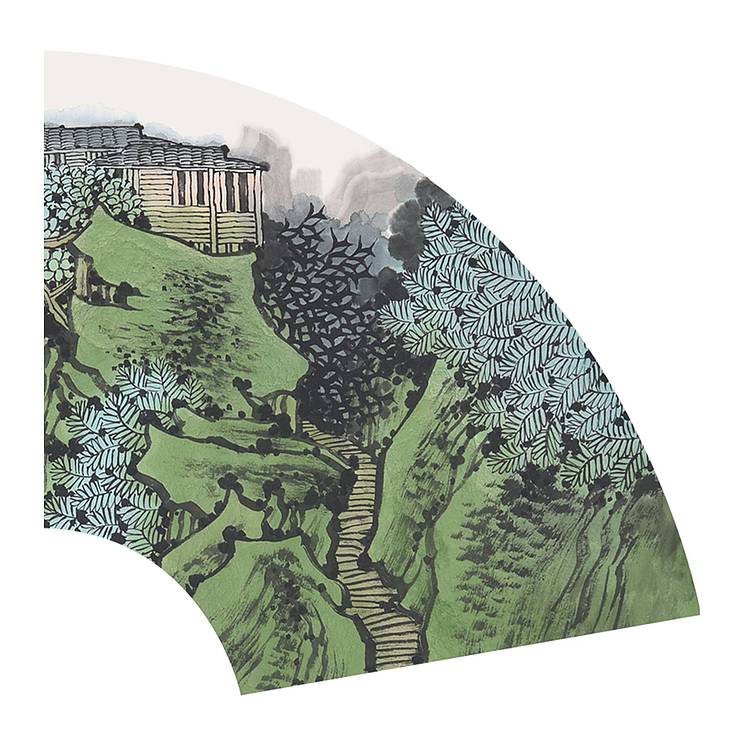满维起《山居图》山水扇面 63 31（有合影 视频）