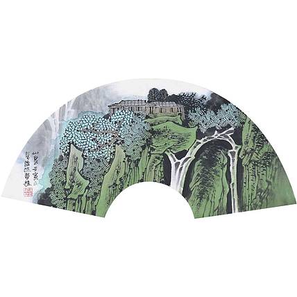 满维起《翠山雅居》山水扇面 63 31（有合影 视频）