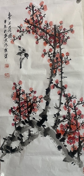 佟广伟 〈喜上眉梢〉省市美协会员，张大千第四代传人。