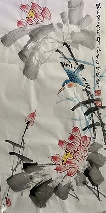 佟广伟 （映日荷花别样红〉省市美协会员张大千第四代传人。
