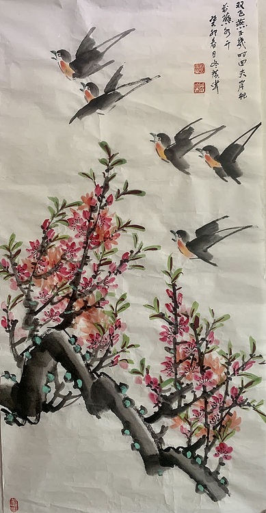 佟广伟 〈燕子桃花〉省市美协会员，张大千第四代传人。