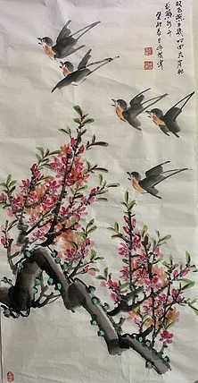 佟广伟 〈燕子桃花〉省市美协会员，张大千第四代传人。