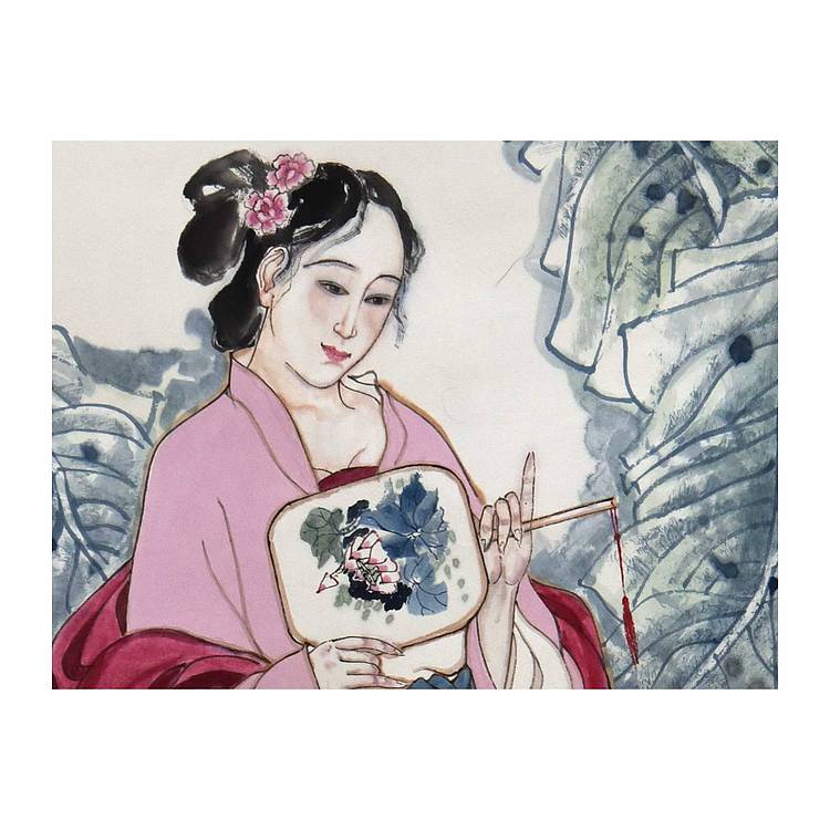 河北美协会员 张思俭《蕉憩图》人物 137 68
