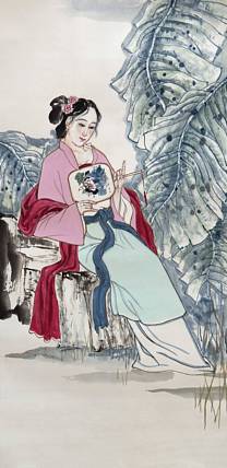 河北美协会员 张思俭《蕉憩图》人物 137 68