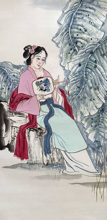河北美协会员 张思俭《蕉憩图》人物 137 68