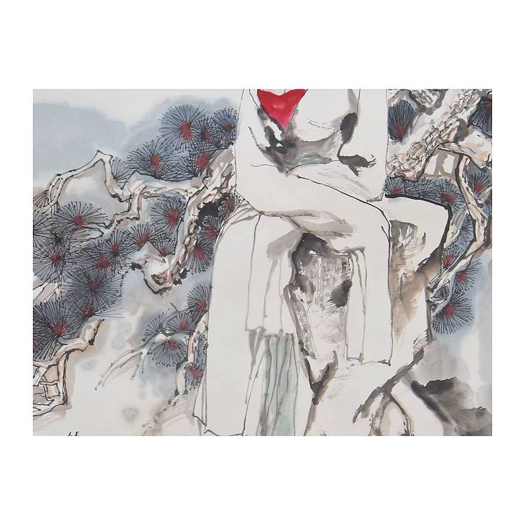 河北美协会员 张思俭《听松图》人物 137 68