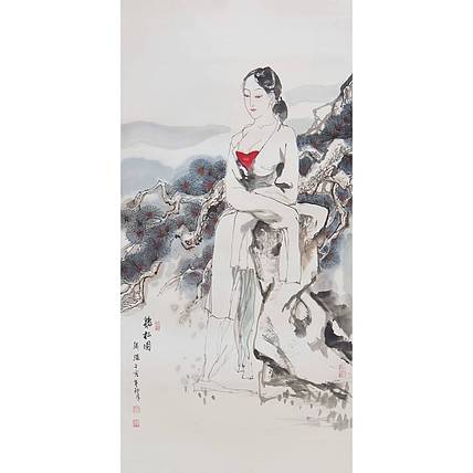 河北美协会员 张思俭《听松图》人物 137 68
