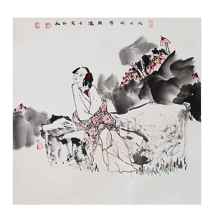 河北美协会员 张思俭《六月风荷》人物 67 67