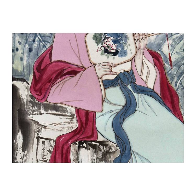 河北美协会员 张思俭《蕉憩图》人物 137 68