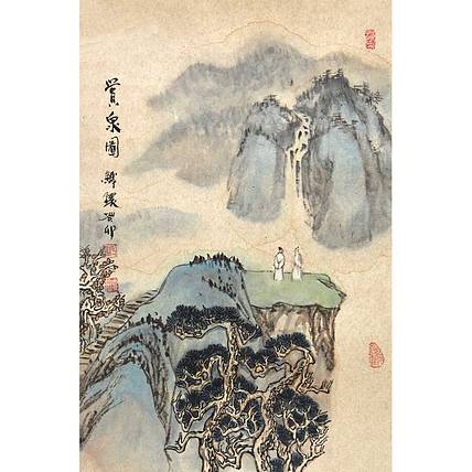 河北美协会员 张思俭《赏泉图》山水 67 45