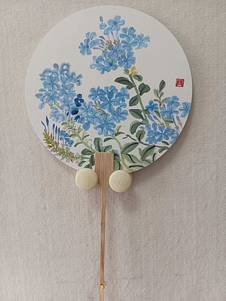砚沐 蓝雪花扇子