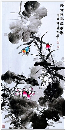 高晓林 （4750）国家一级美术师，江苏省美协会员《荷塘清风送花香》