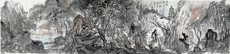 画院研究员 中国画学会理事 中国艺术研究院贾又福山水画工作室 田肃 精品山水作品