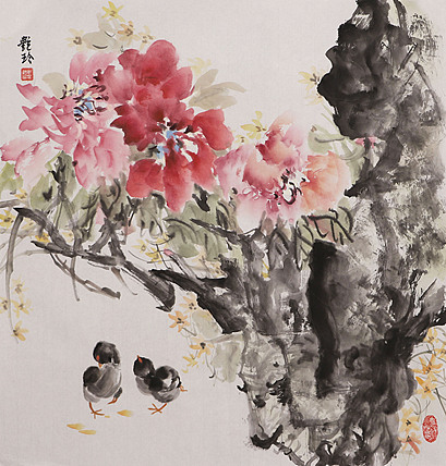 美院硕士，一级教师，青年潜力艺术家 张艳玲 国画