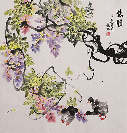 美院硕士，一级教师，青年潜力艺术家 张艳玲 国画
