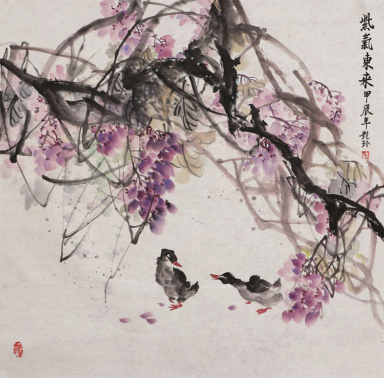 美院硕士，一级教师，青年潜力艺术家 张艳玲 国画