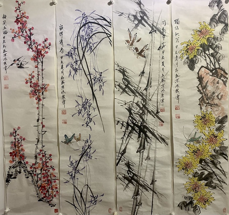 佟广伟 〈四君子条屏〉省市美协会员，张大千第四代传人。