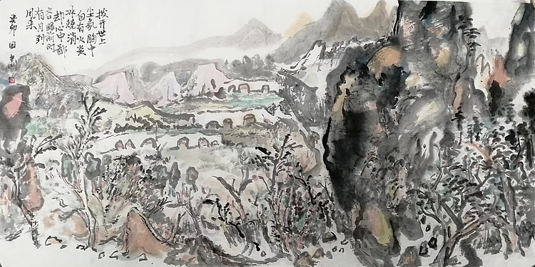 画院研究员 中国画学会理事 中国艺术研究院贾又福山水画工作室 田肃 精品山水作品