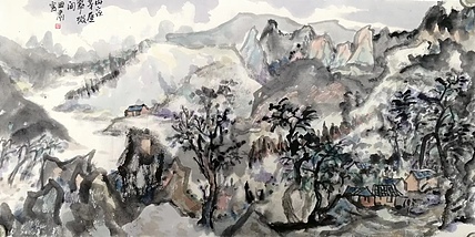 画院研究员 中国画学会理事 中国艺术研究院贾又福山水画工作室 田肃 精品山水作品