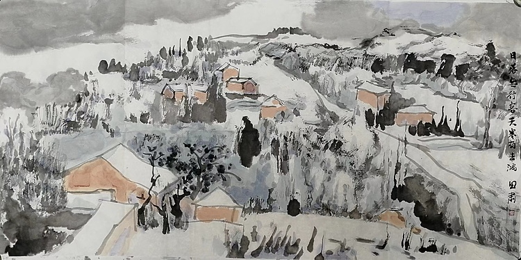画院研究员 中国画学会理事 中国艺术研究院贾又福山水画工作室 田肃 精品山水作品