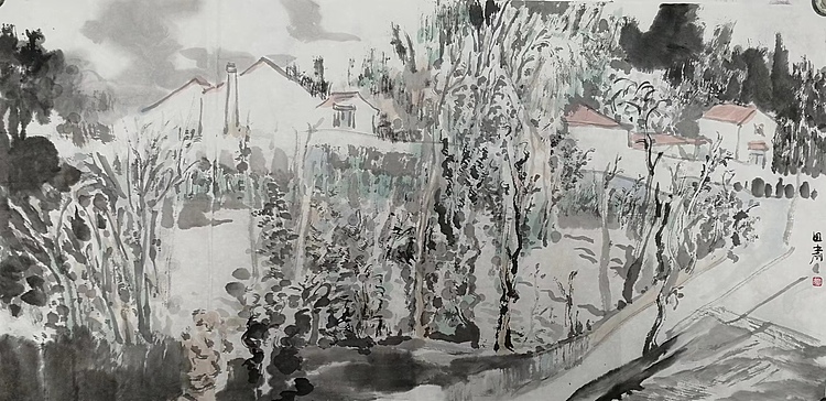 画院研究员 中国画学会理事 中国艺术研究院贾又福山水画工作室 田肃 精品山水作品