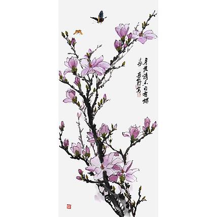 河北省美协、书协会员 游鹤《寻芳清香有蝶来》花鸟 97 45