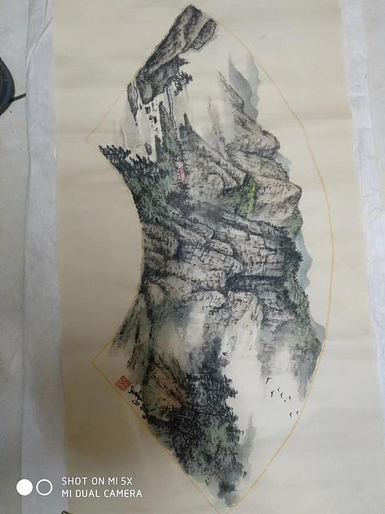 梁跃军 扇面山水