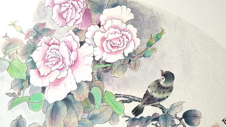 砚沐 月季小鸟