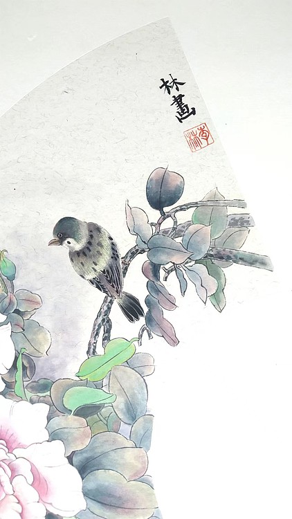 砚沐 月季小鸟