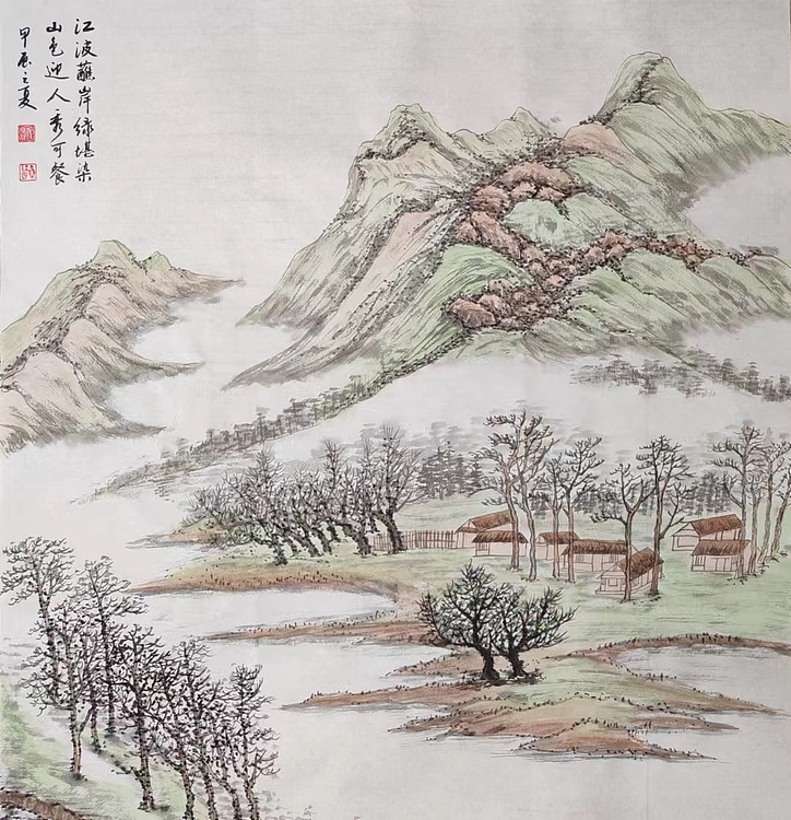 云海松涛 国画江波山色绿堪染
