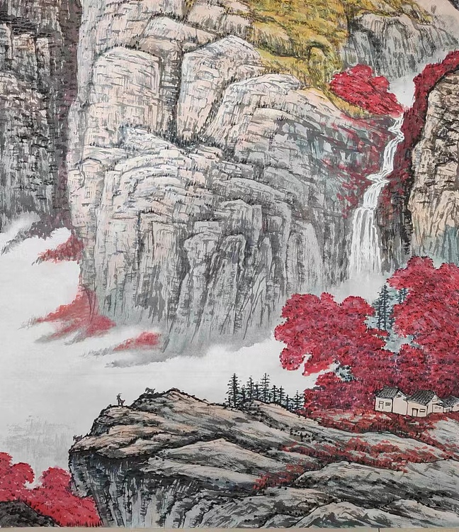 云海松涛 大幅国画 太行秋色