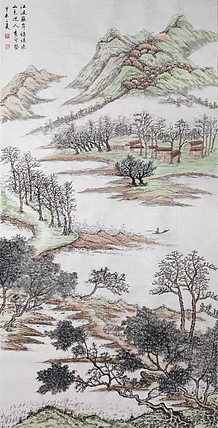 云海松涛 国画江波山色绿堪染