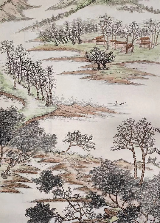 云海松涛 国画江波山色绿堪染